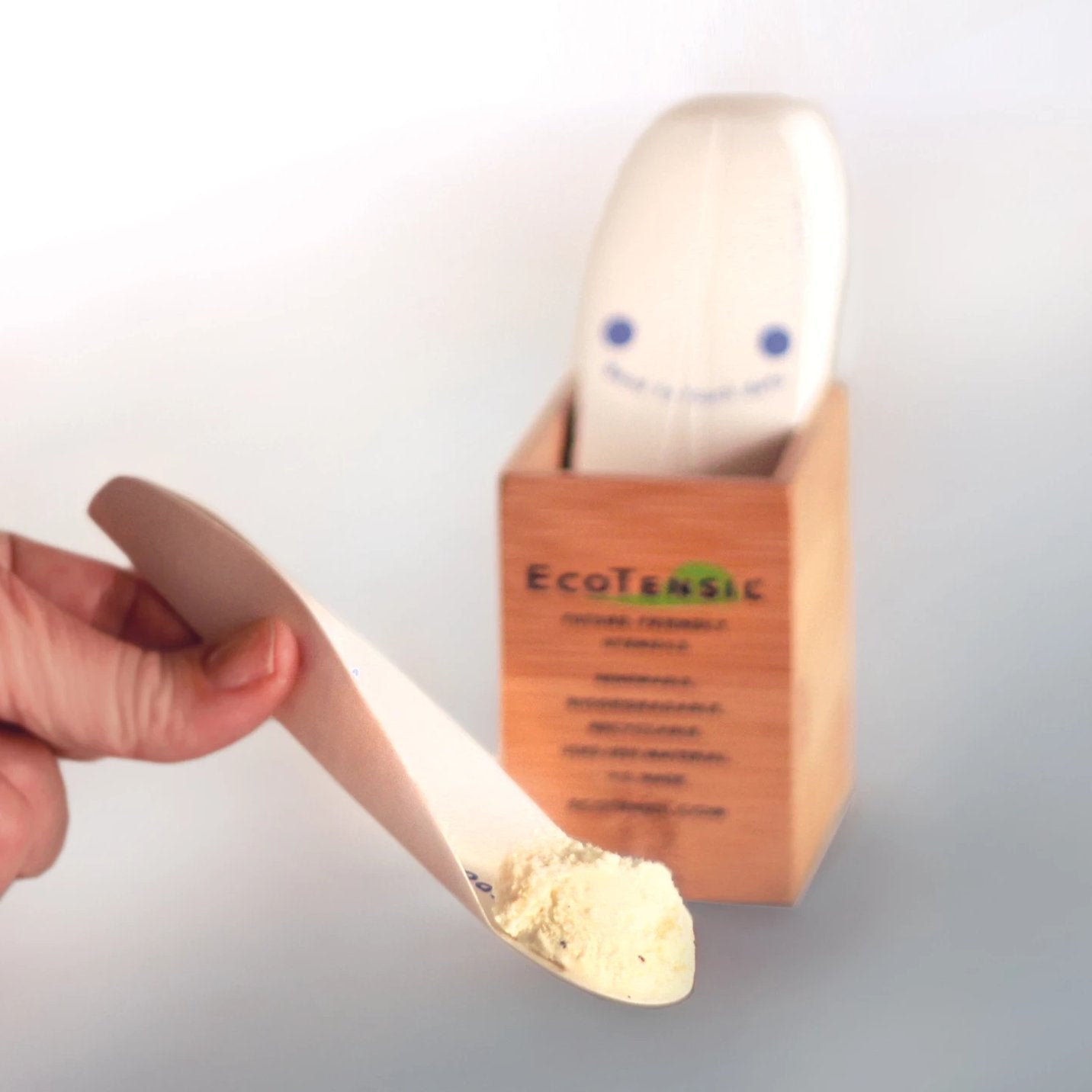 EcoTensil®-5 (BlueDot™) Starter Kit: Case of 1,000 Sturdy Paper Spoons/Utensils 5" (127mm) Bamboo Dispenser Included